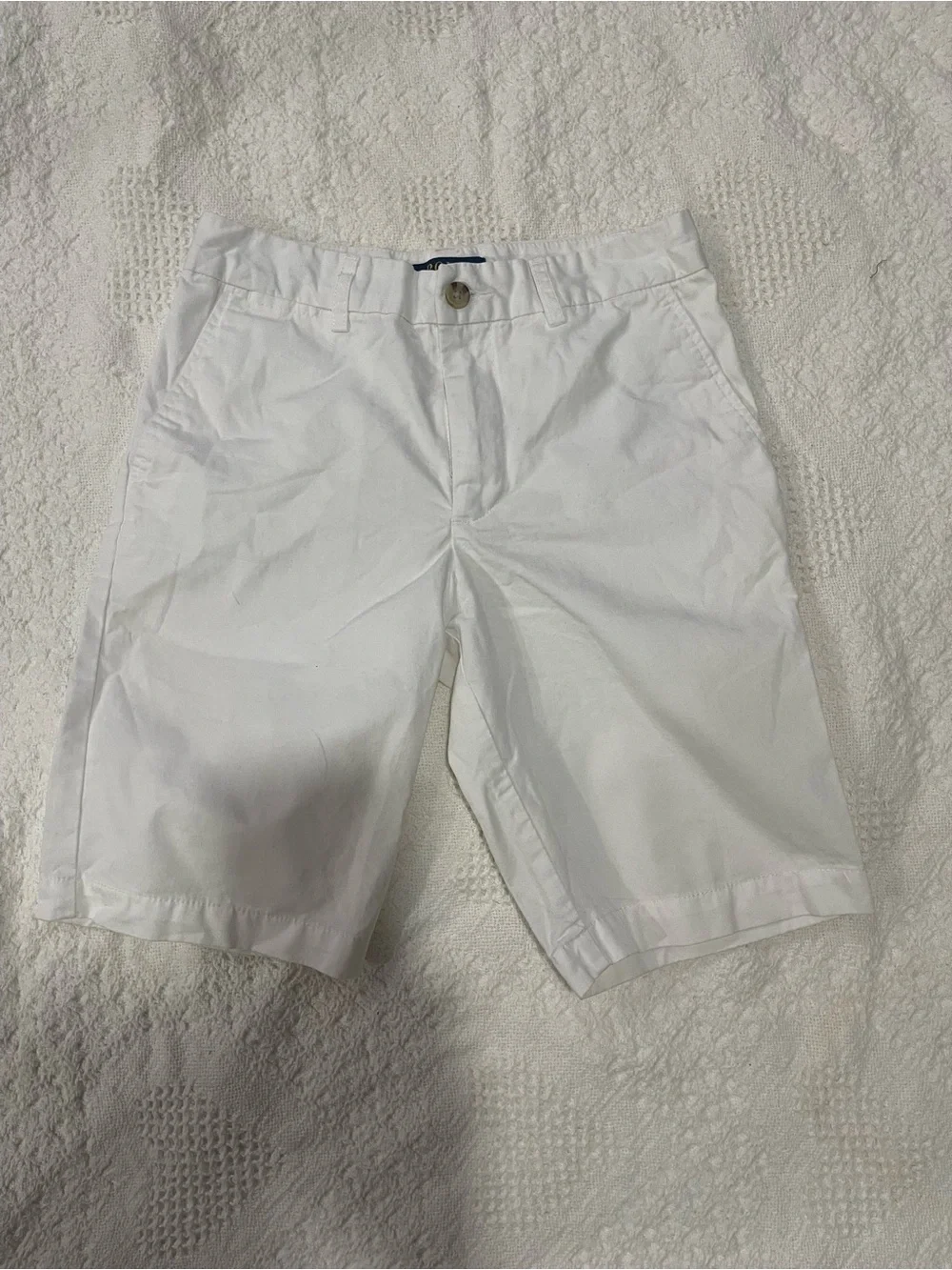 Ralph Lauren White Flat-Front Chino Shorts